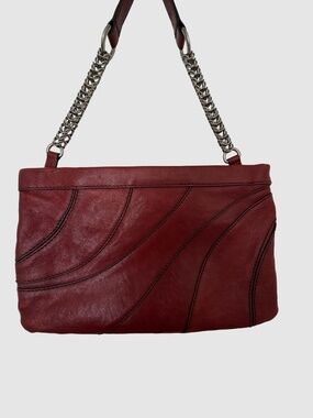 Fifty Four x Fossil Red Leather Casual Chain Shoulder Purse